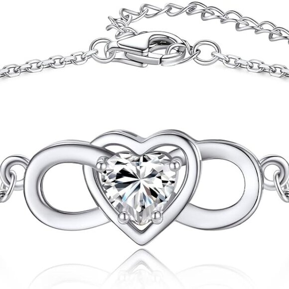 D Color VVS1 Moissanite Link 925 Sterling Silver Charm Bracelet
